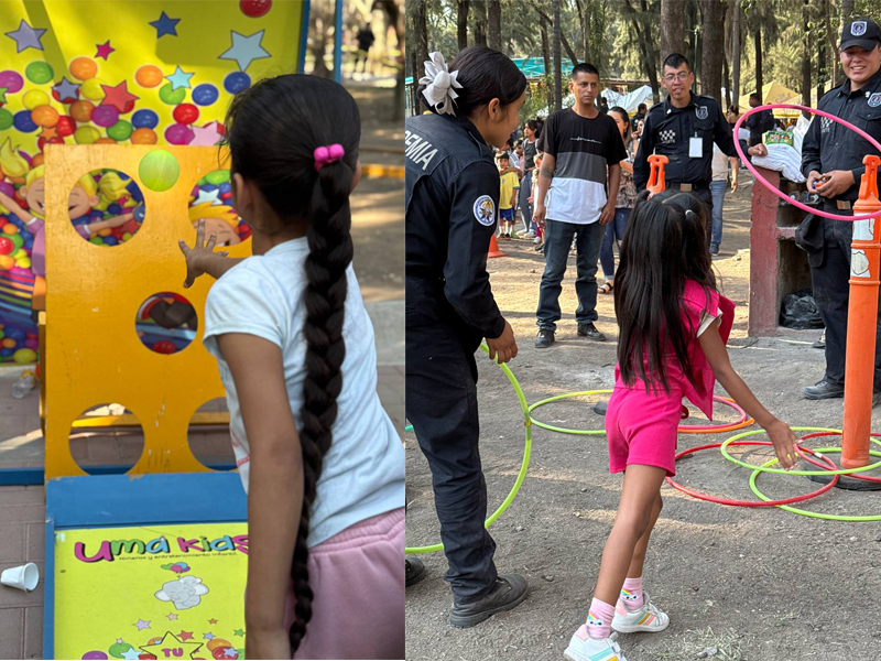 Las niñas y niños vivieron una jornada mágica con actividades como paseos en tren, juegos de mesa gigantes, retos deportivos y dinámicas viales.